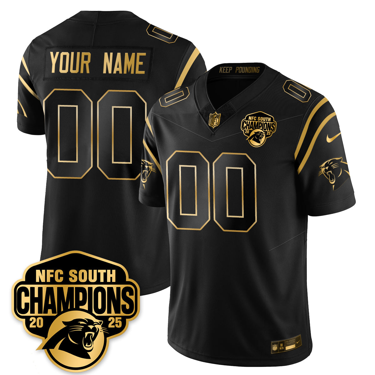 Custom CAR NFC South Division Champions Vapor Limited Gold Jersey - Stitched