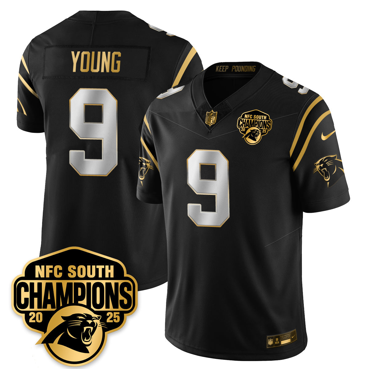 CAR NFC South Division Champions Vapor Limited Gold Jersey - Stitched