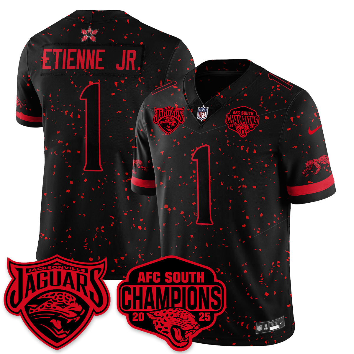 DET Stranger Things AFC South Division Champions Vapor Limited Throwback Jersey - Stitched