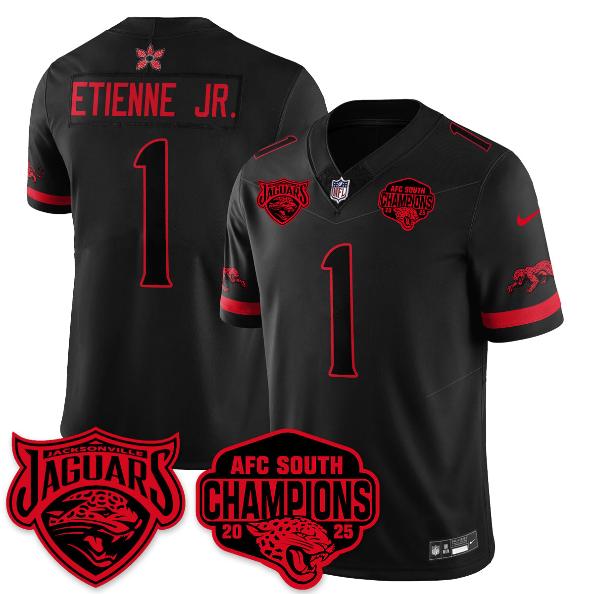 DET Stranger Things AFC South Division Champions Vapor Limited Throwback Jersey - Stitched