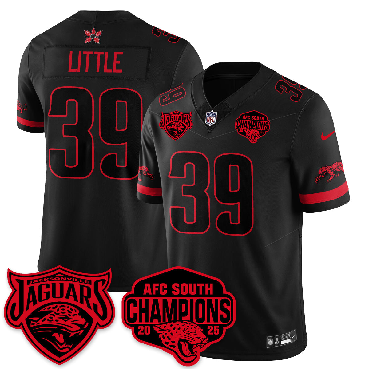 DET Stranger Things AFC South Division Champions Vapor Limited Throwback Jersey - Stitched