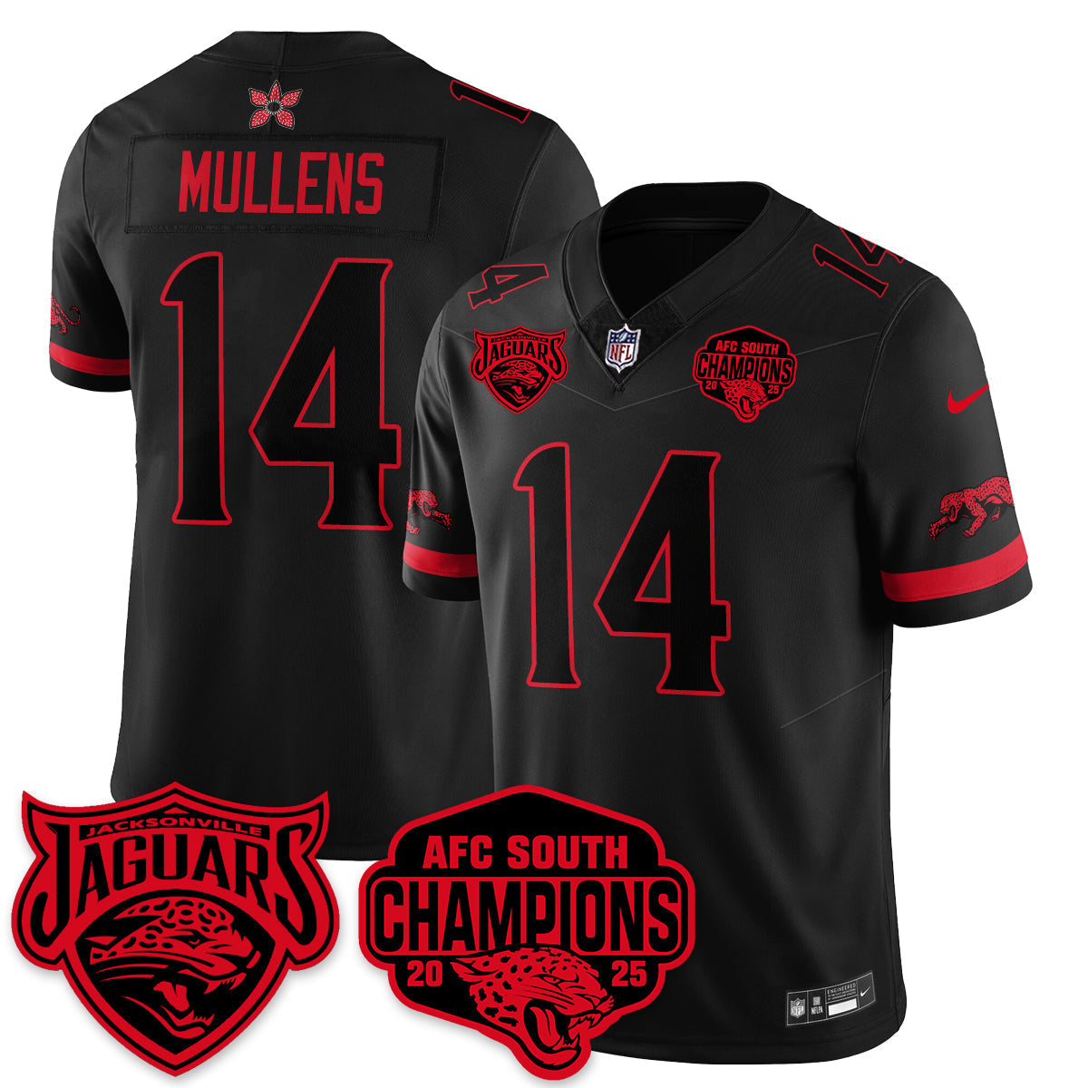 DET Stranger Things AFC South Division Champions Vapor Limited Throwback Jersey - Stitched