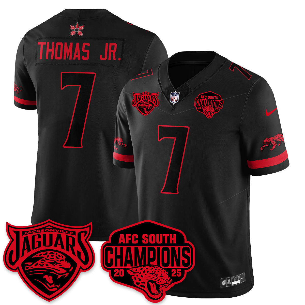 DET Stranger Things AFC South Division Champions Vapor Limited Throwback Jersey - Stitched