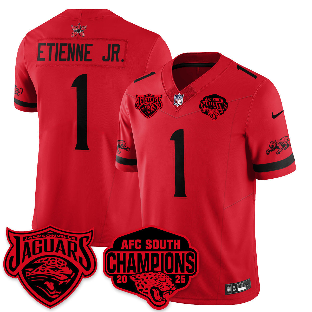 DET Stranger Things AFC South Division Champions Vapor Limited Throwback Jersey - Stitched