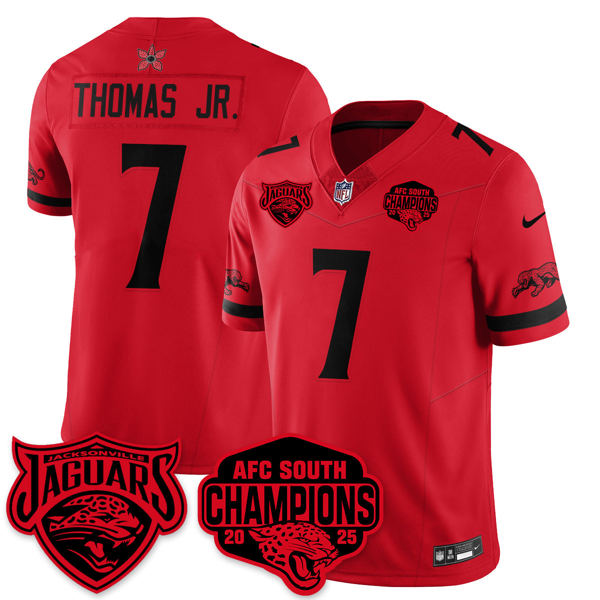 DET Stranger Things AFC South Division Champions Vapor Limited Throwback Jersey - Stitched