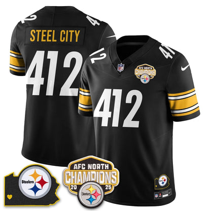 PIT AFC North Division Champions Vapor Limited Gold Jersey N2 - Stitched