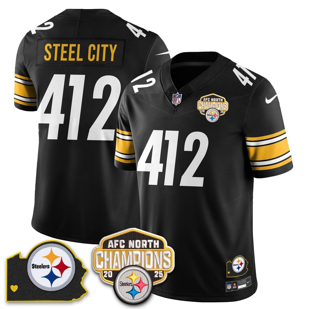 PIT AFC North Division Champions Vapor Limited Jersey N1 - Stitched