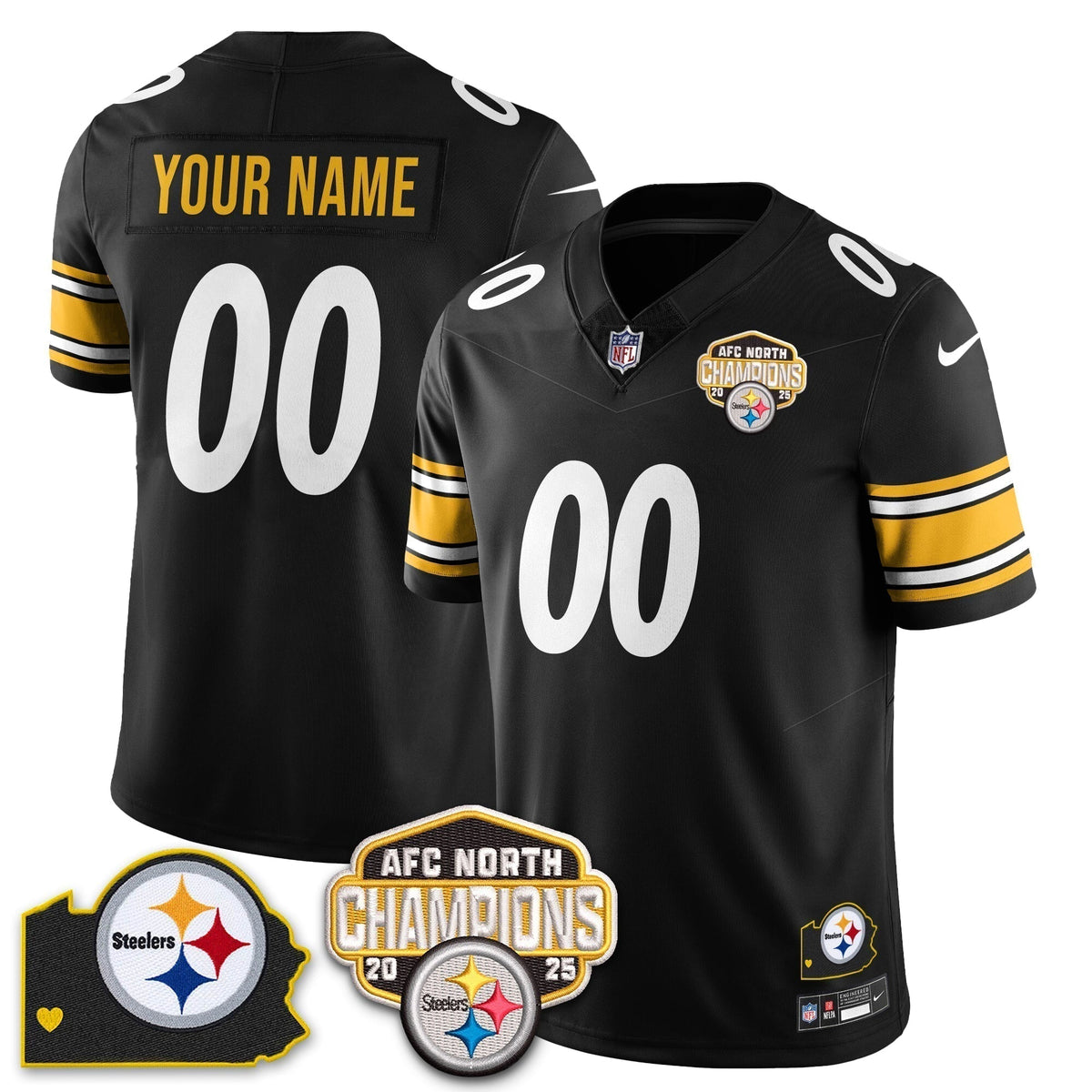 Custom PIT AFC North Division Champions Vapor Limited Gold Jersey N2 - Stitched