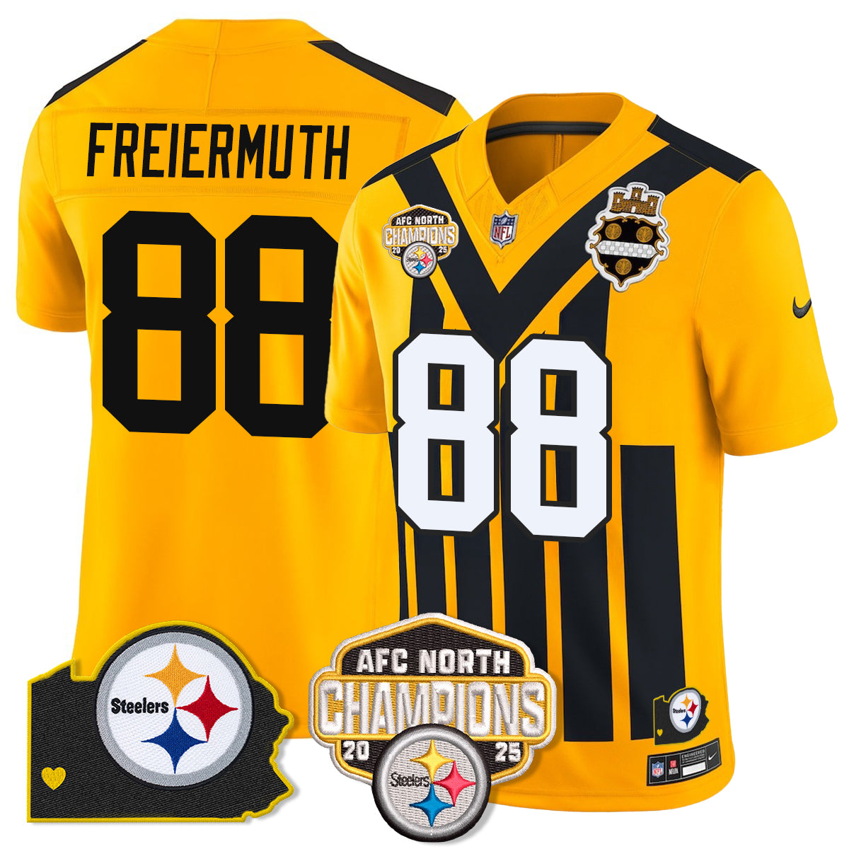 PIT AFC North Division Champions Vapor Limited Gold Jersey N2 - Stitched