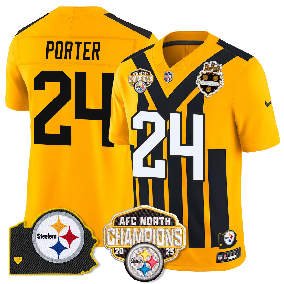 PIT AFC North Division Champions Vapor Limited Gold Jersey N2 - Stitched
