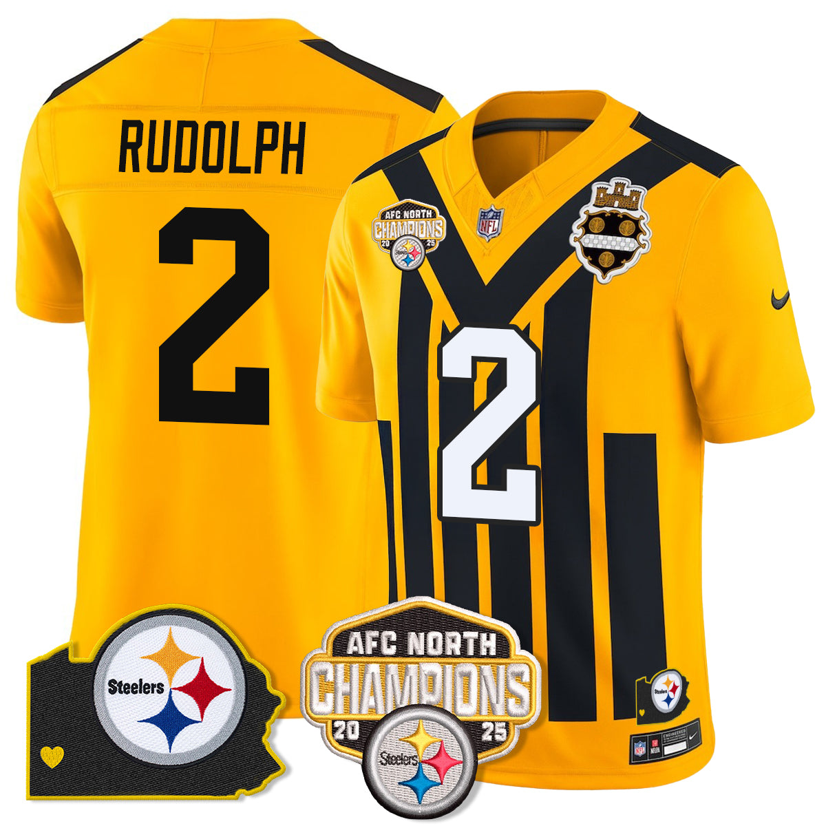 PIT AFC North Division Champions Vapor Limited Gold Jersey N2 - Stitched