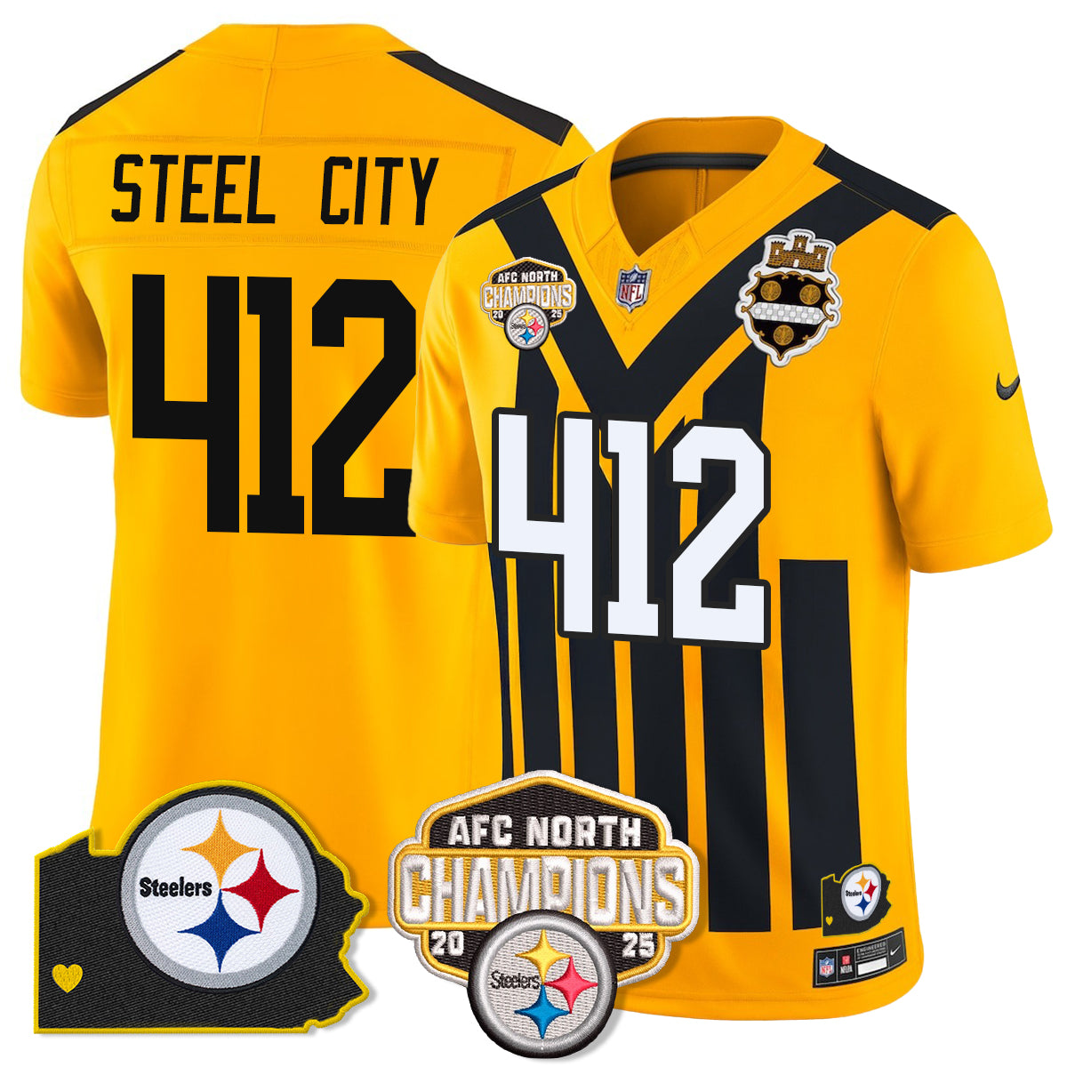 PIT AFC North Division Champions Vapor Limited Jersey N1 - Stitched