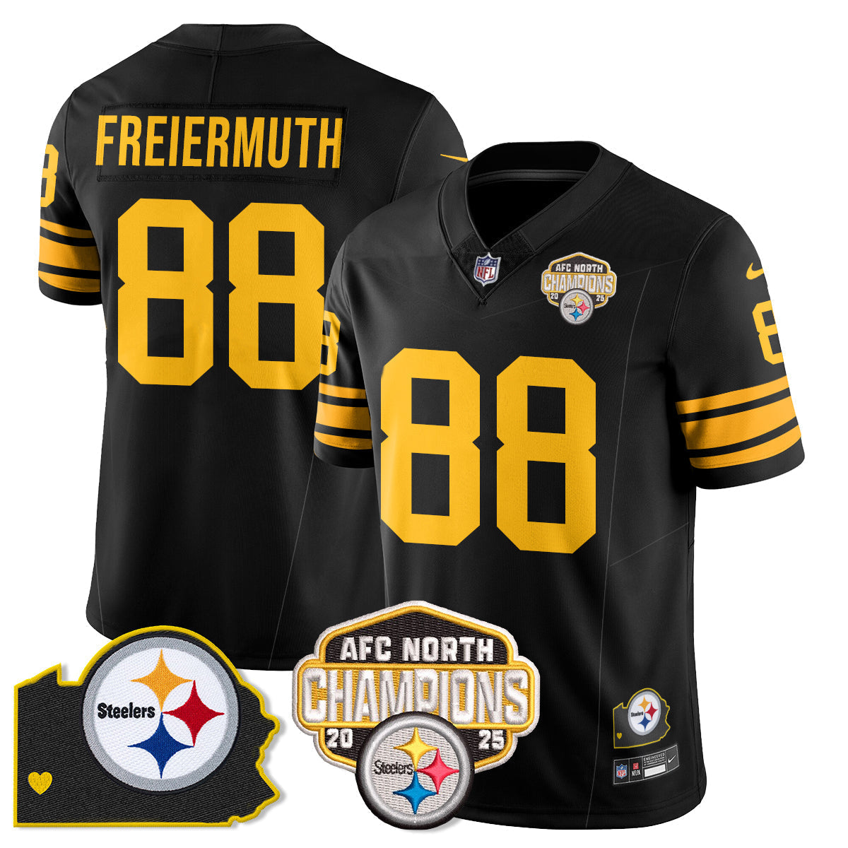 PIT AFC North Division Champions Vapor Limited Gold Jersey N2 - Stitched
