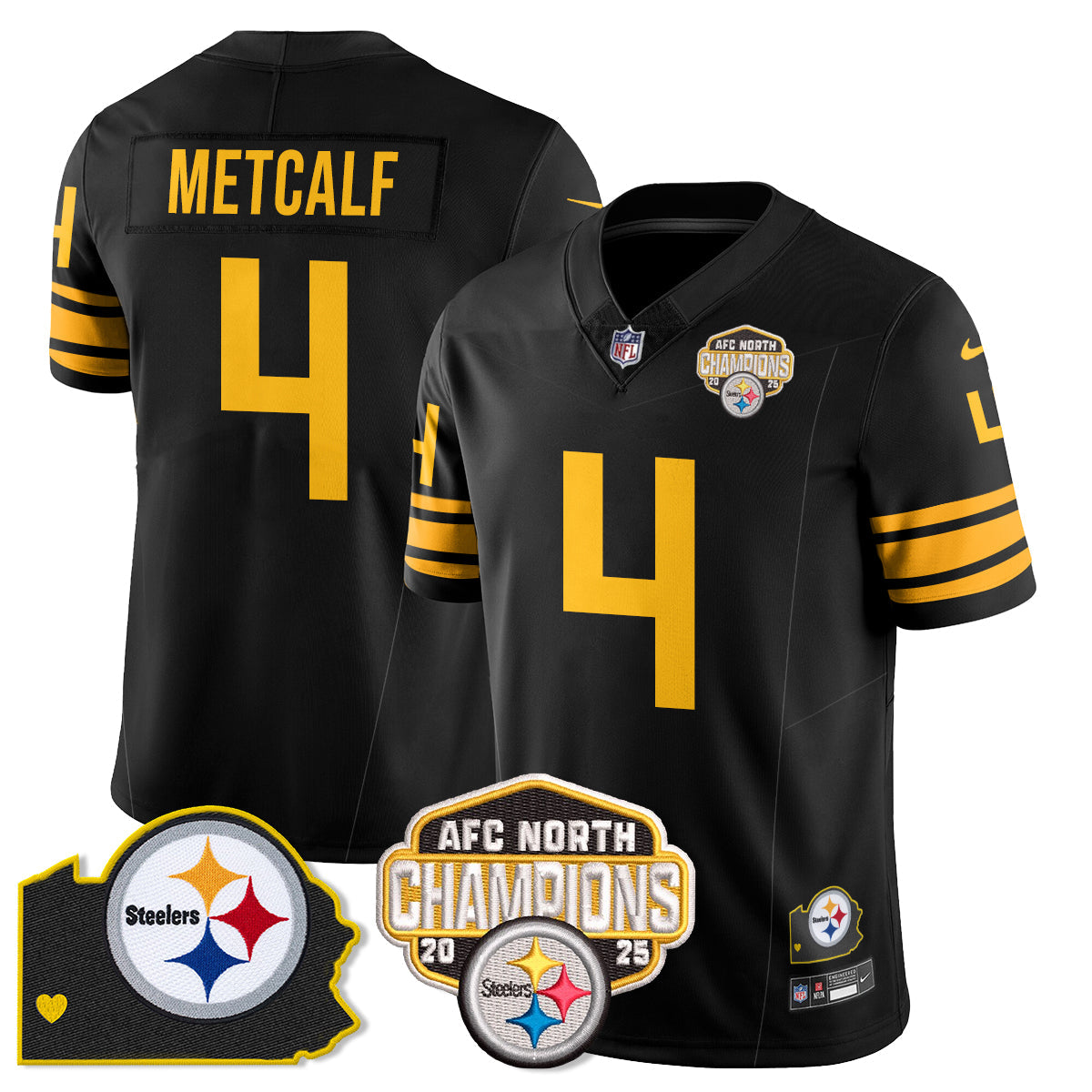 PIT AFC North Division Champions Vapor Limited Gold Jersey N2 - Stitched