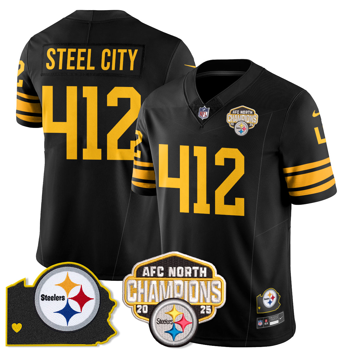 PIT AFC North Division Champions Vapor Limited Jersey - Stitched