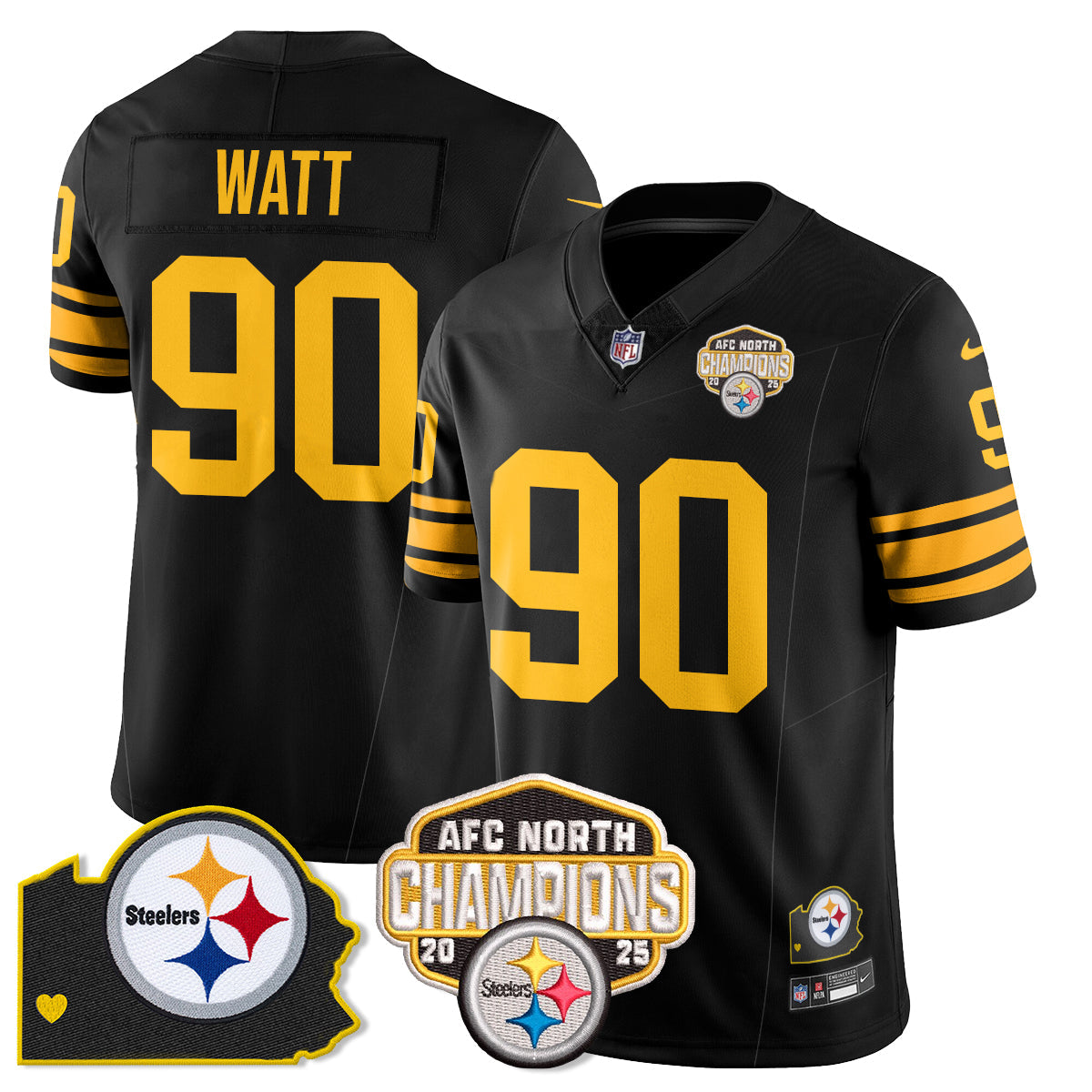 PIT AFC North Division Champions Vapor Limited Gold Jersey N2 - Stitched