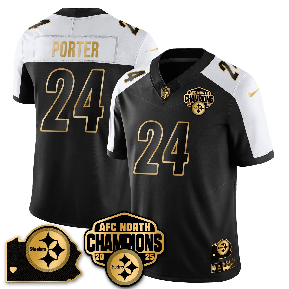 PIT AFC North Division Champions Vapor Limited Gold Jersey N2 - Stitched