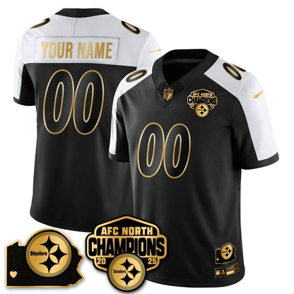 Custom PIT AFC North Division Champions Vapor Limited Gold Jersey N2 - Stitched