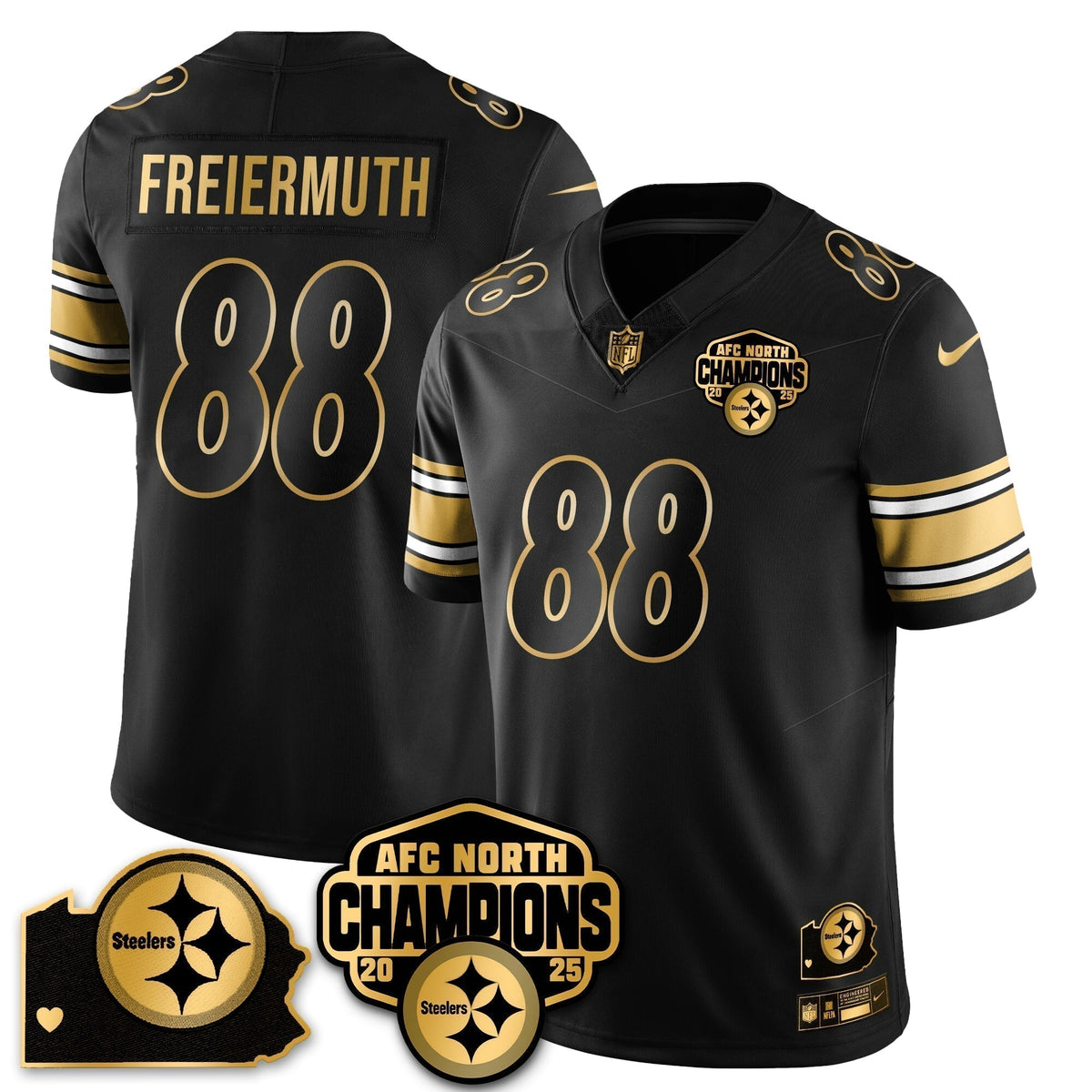 PIT AFC North Division Champions Vapor Limited Gold Jersey N2 - Stitched