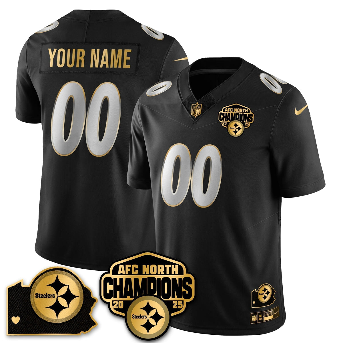 Custom PIT AFC North Division Champions Vapor Limited Gold Jersey - Stitched