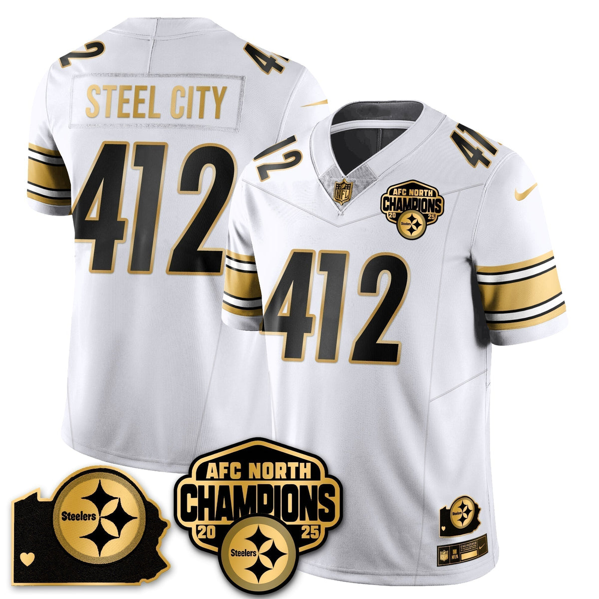 PIT AFC North Division Champions Vapor Limited Gold Jersey - Stitched