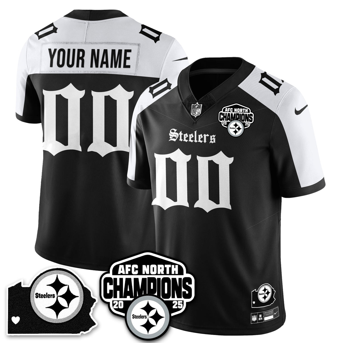 PIT Gothic AFC North Division Champions Vapor Limited Custom Jersey - Stitched