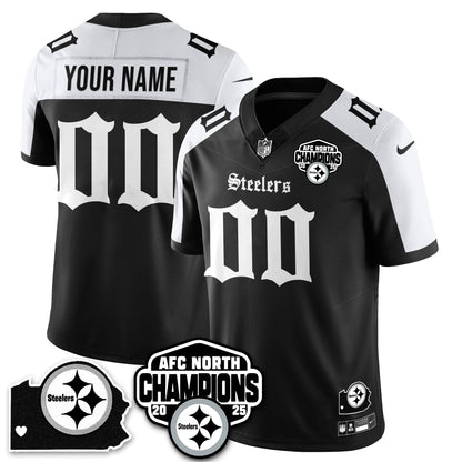 PIT Gothic AFC North Division Champions Vapor Limited Custom Jersey - Stitched