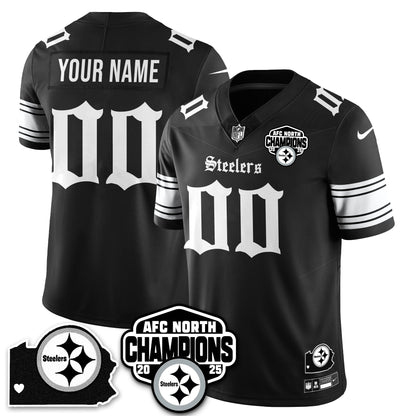 PIT Gothic AFC North Division Champions Vapor Limited Custom Jersey - Stitched