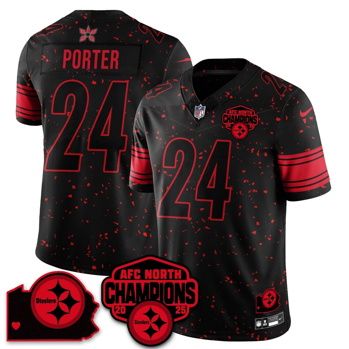 PIT Stranger Things AFC North Division Champions Vapor Limited Jersey - Stitched