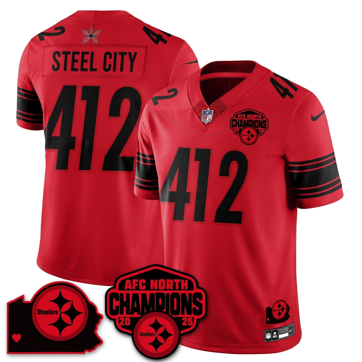 PIT Stranger Things AFC North Division Champions Vapor Limited Jersey - Stitched