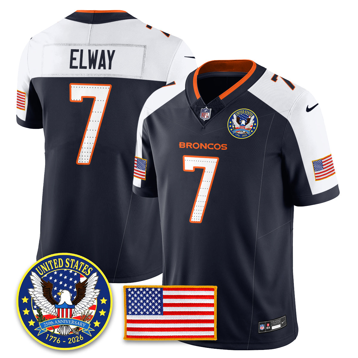 DEN "United States 250th Anniversary Patch" Vapor Limited Jersey - Stitched