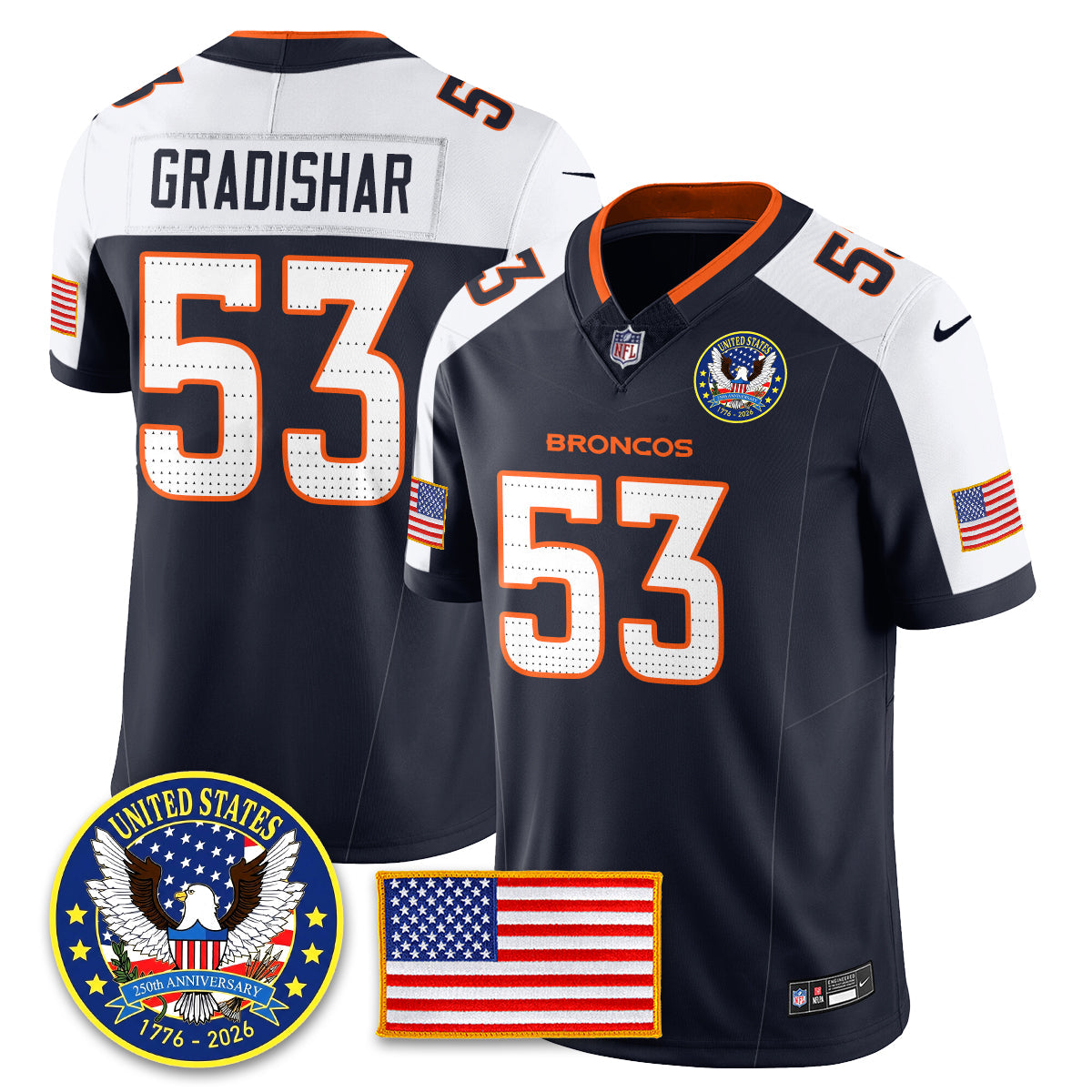 DEN "United States 250th Anniversary Patch" Vapor Limited Jersey - Stitched