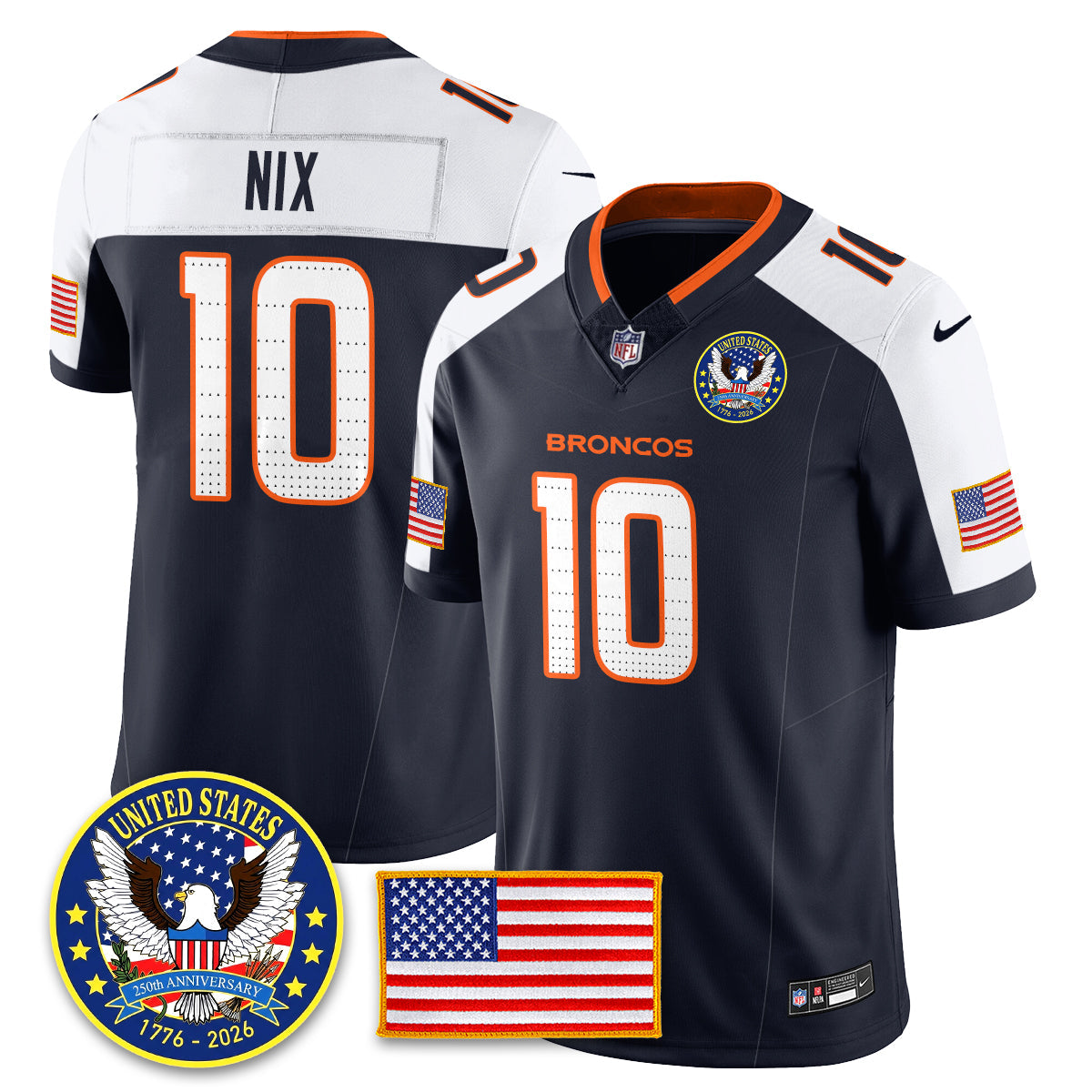 DEN "United States 250th Anniversary Patch" Vapor Limited Jersey - Stitched
