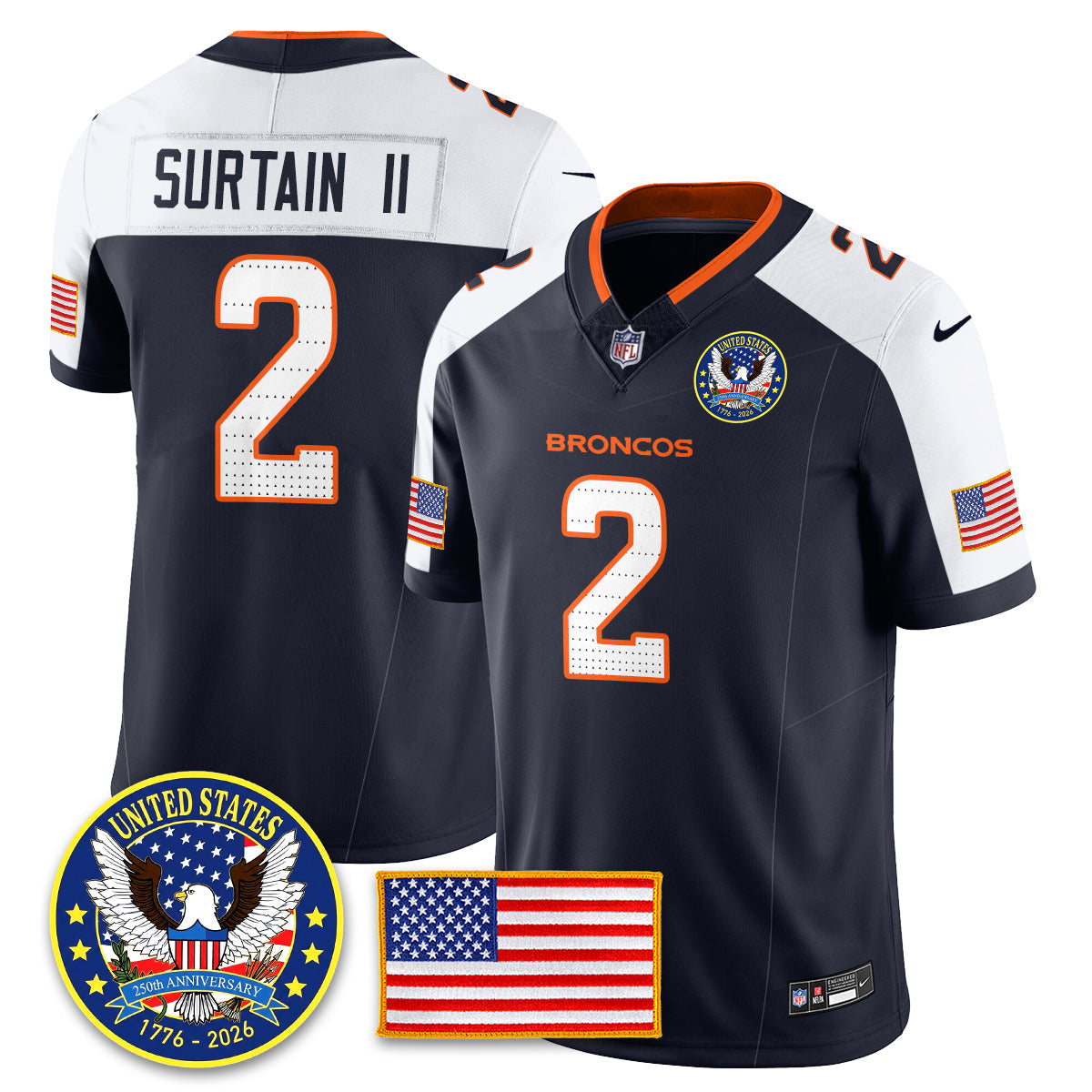 DEN "United States 250th Anniversary Patch" Vapor Limited Jersey - Stitched