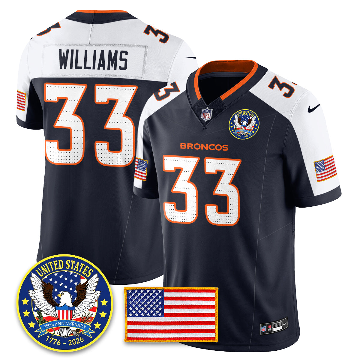 DEN "United States 250th Anniversary Patch" Vapor Limited Jersey - Stitched