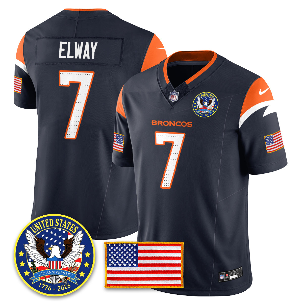 DEN "United States 250th Anniversary Patch" Vapor Limited Jersey - Stitched