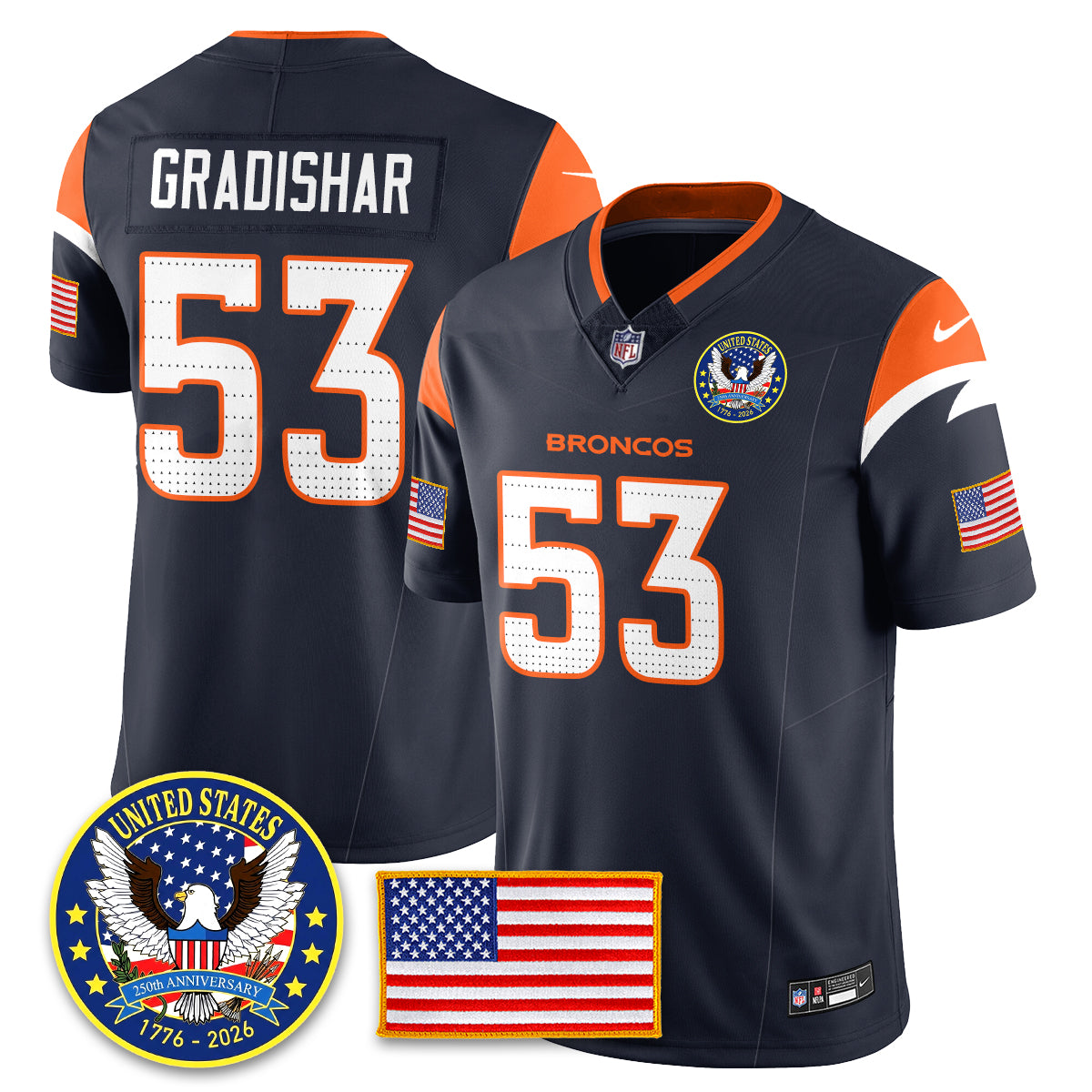 DEN "United States 250th Anniversary Patch" Vapor Limited Jersey - Stitched