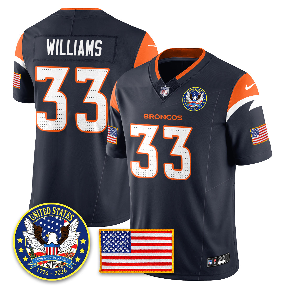 DEN "United States 250th Anniversary Patch" Vapor Limited Jersey - Stitched