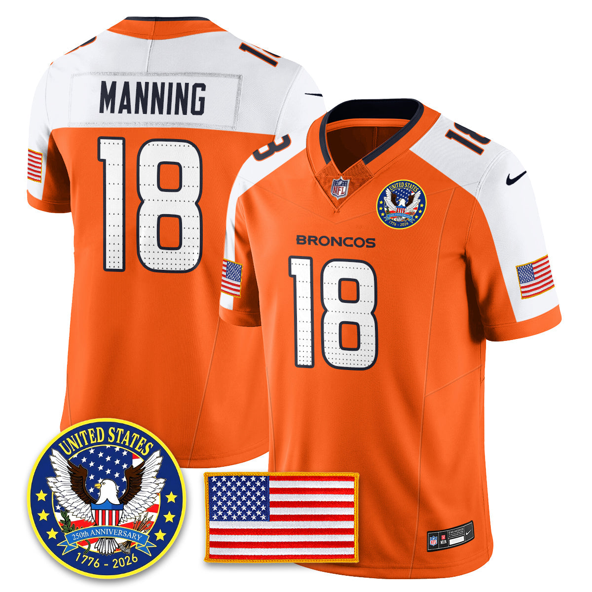 DEN "United States 250th Anniversary Patch" Vapor Limited Jersey - Stitched