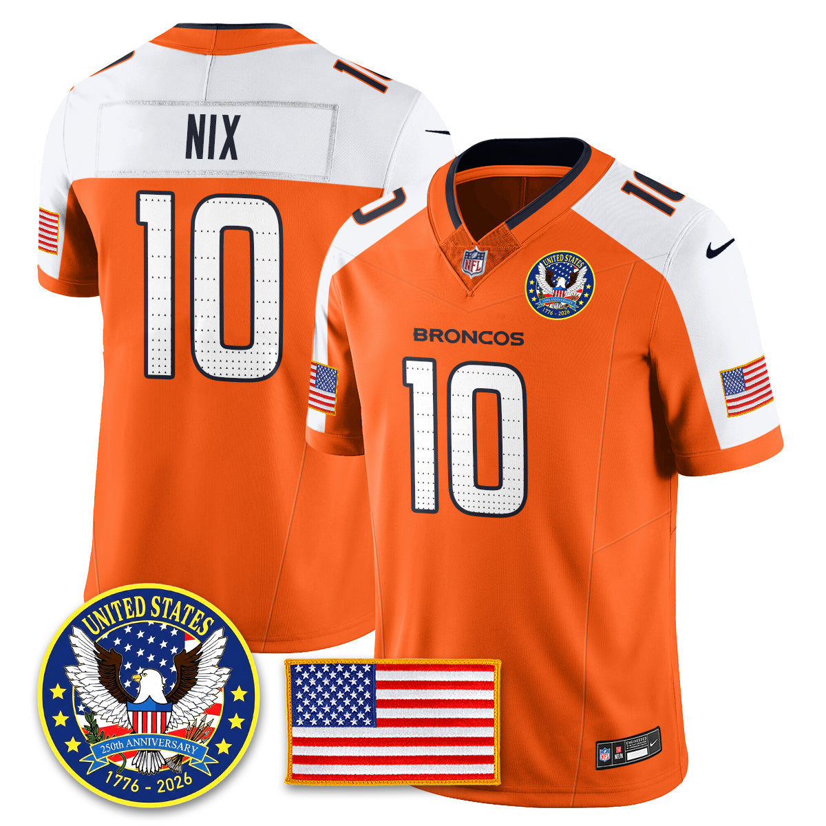 DEN "United States 250th Anniversary Patch" Vapor Limited Jersey - Stitched