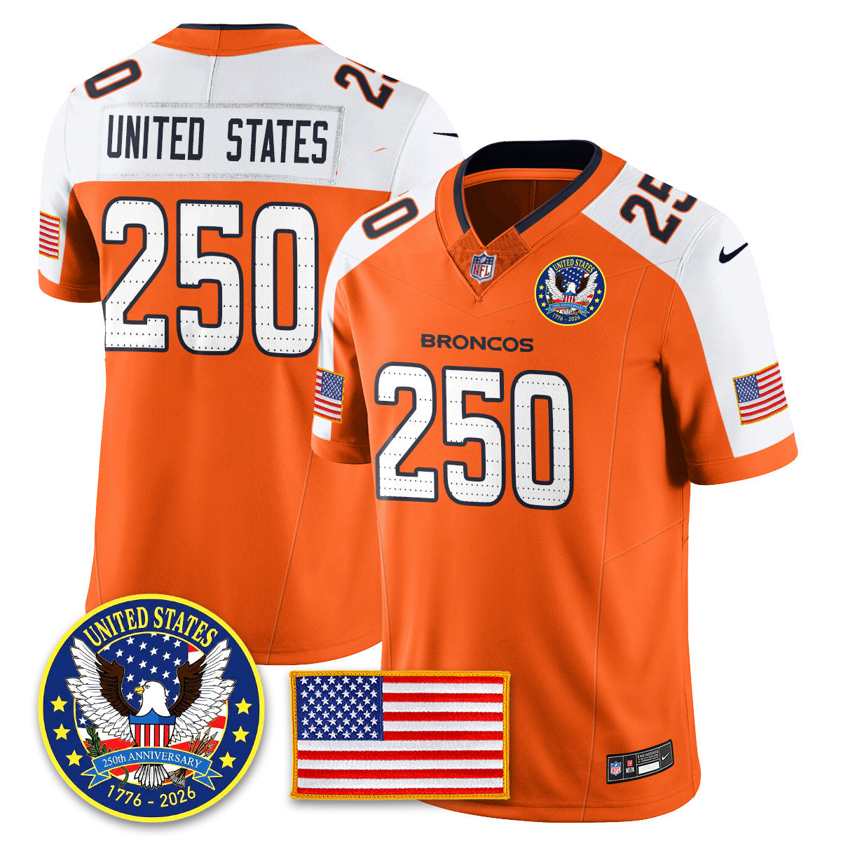DEN "United States 250th Anniversary Patch" Vapor Limited Jersey - Stitched