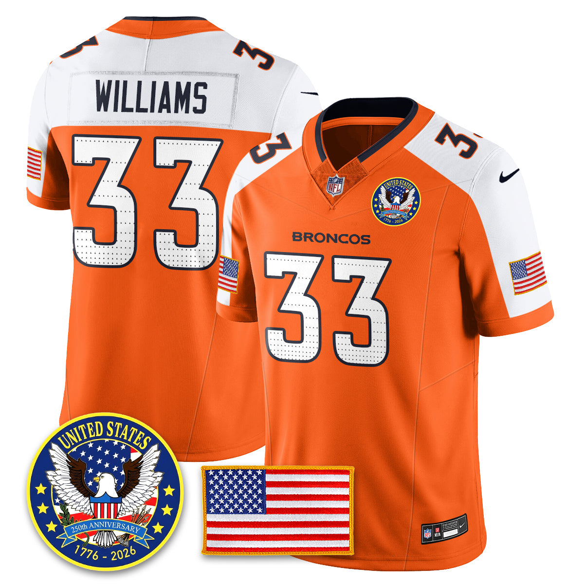 DEN "United States 250th Anniversary Patch" Vapor Limited Jersey - Stitched