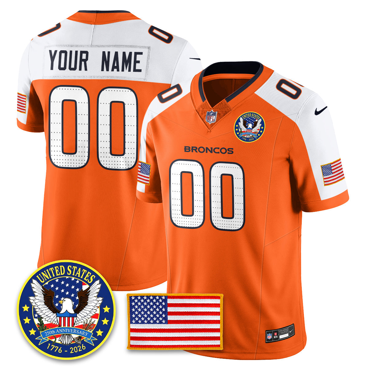DEN "United States 250th Anniversary Patch" Vapor Limited Jersey - Stitched