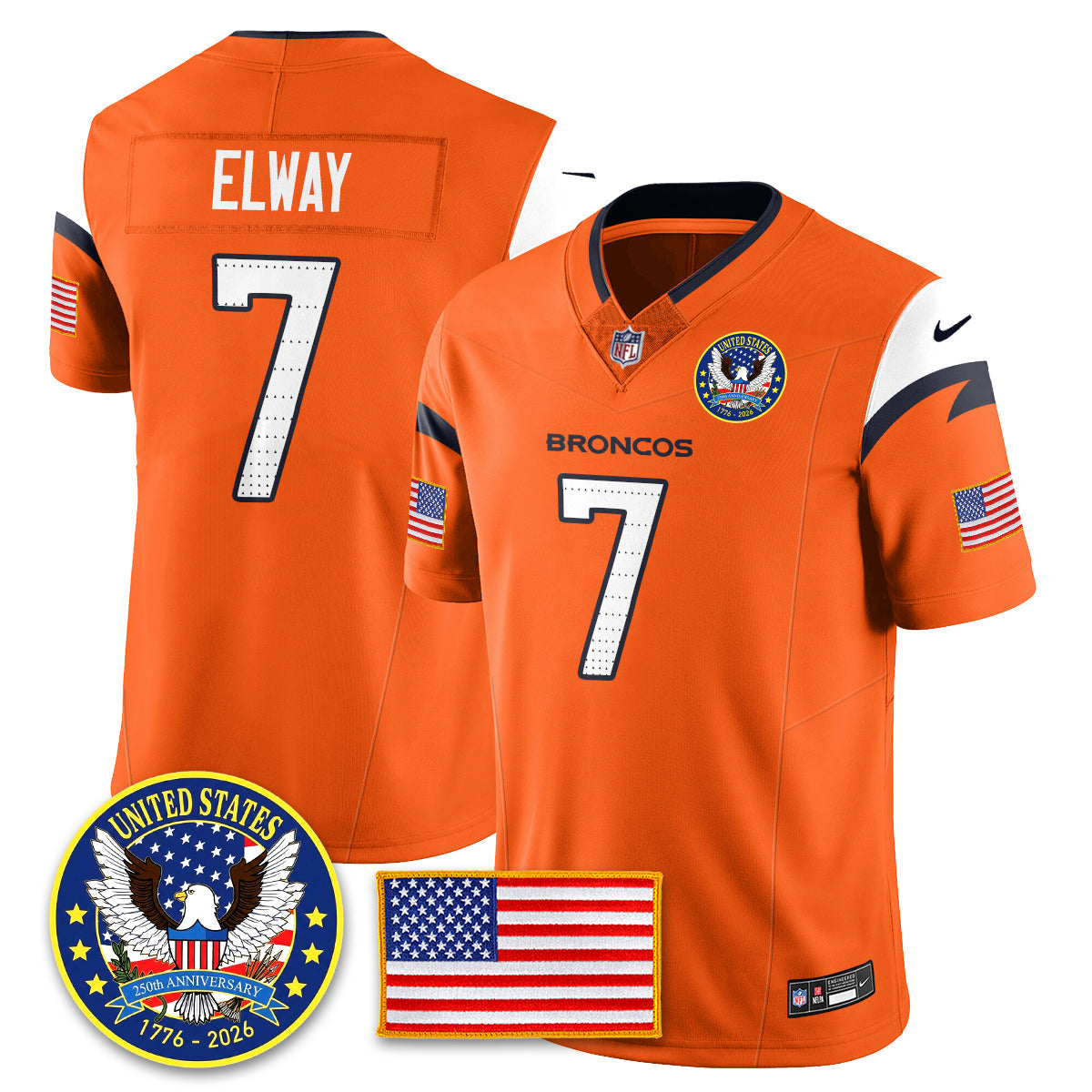 DEN "United States 250th Anniversary Patch" Vapor Limited Jersey - Stitched