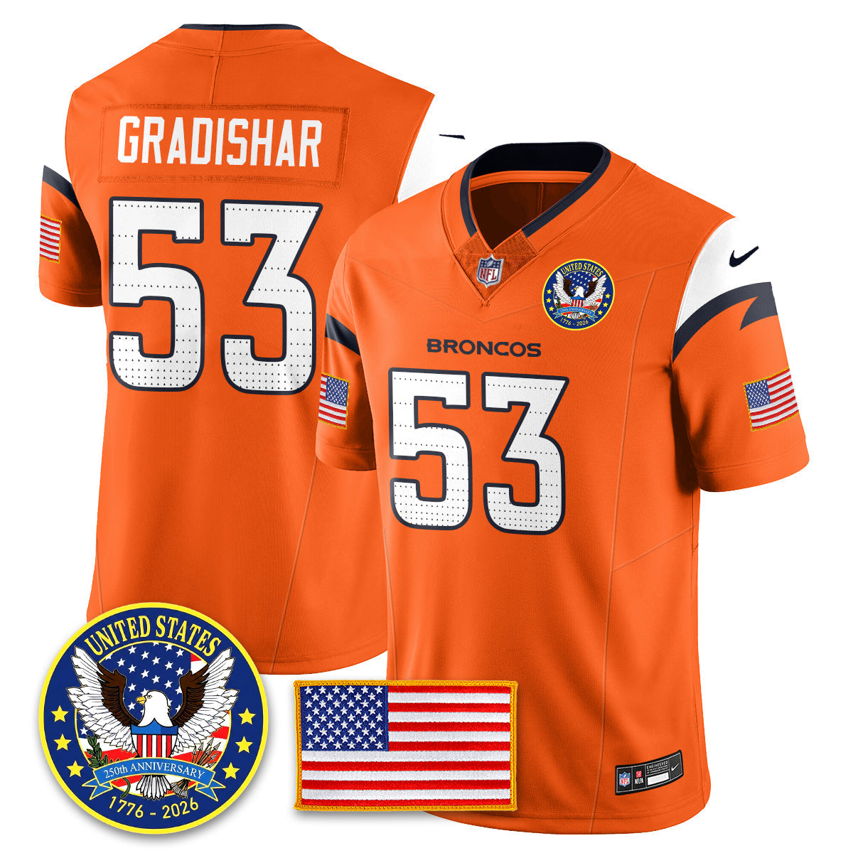 DEN "United States 250th Anniversary Patch" Vapor Limited Jersey - Stitched