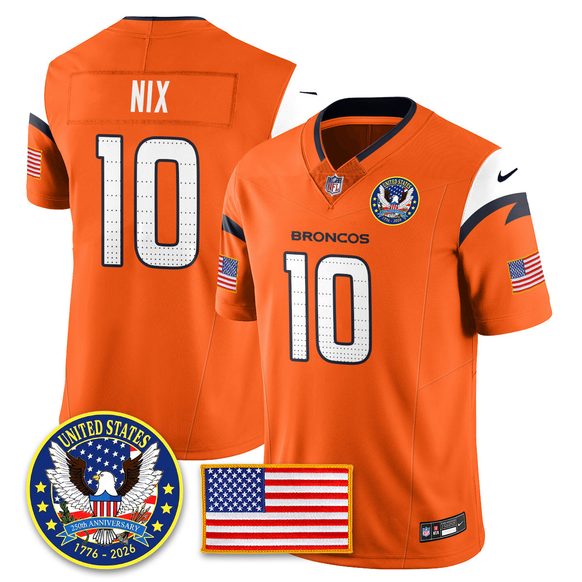 DEN "United States 250th Anniversary Patch" Vapor Limited Jersey - Stitched