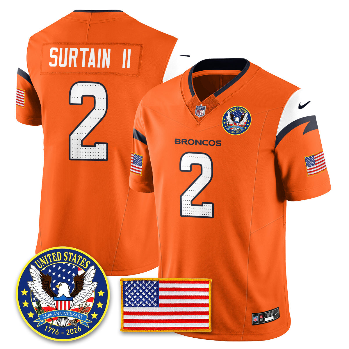 DEN "United States 250th Anniversary Patch" Vapor Limited Jersey - Stitched