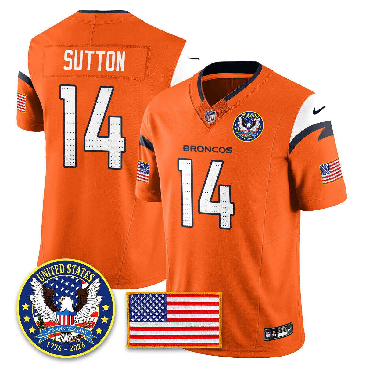 DEN "United States 250th Anniversary Patch" Vapor Limited Jersey - Stitched
