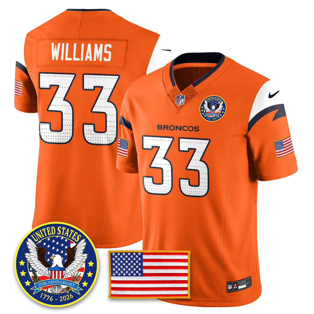DEN "United States 250th Anniversary Patch" Vapor Limited Jersey - Stitched