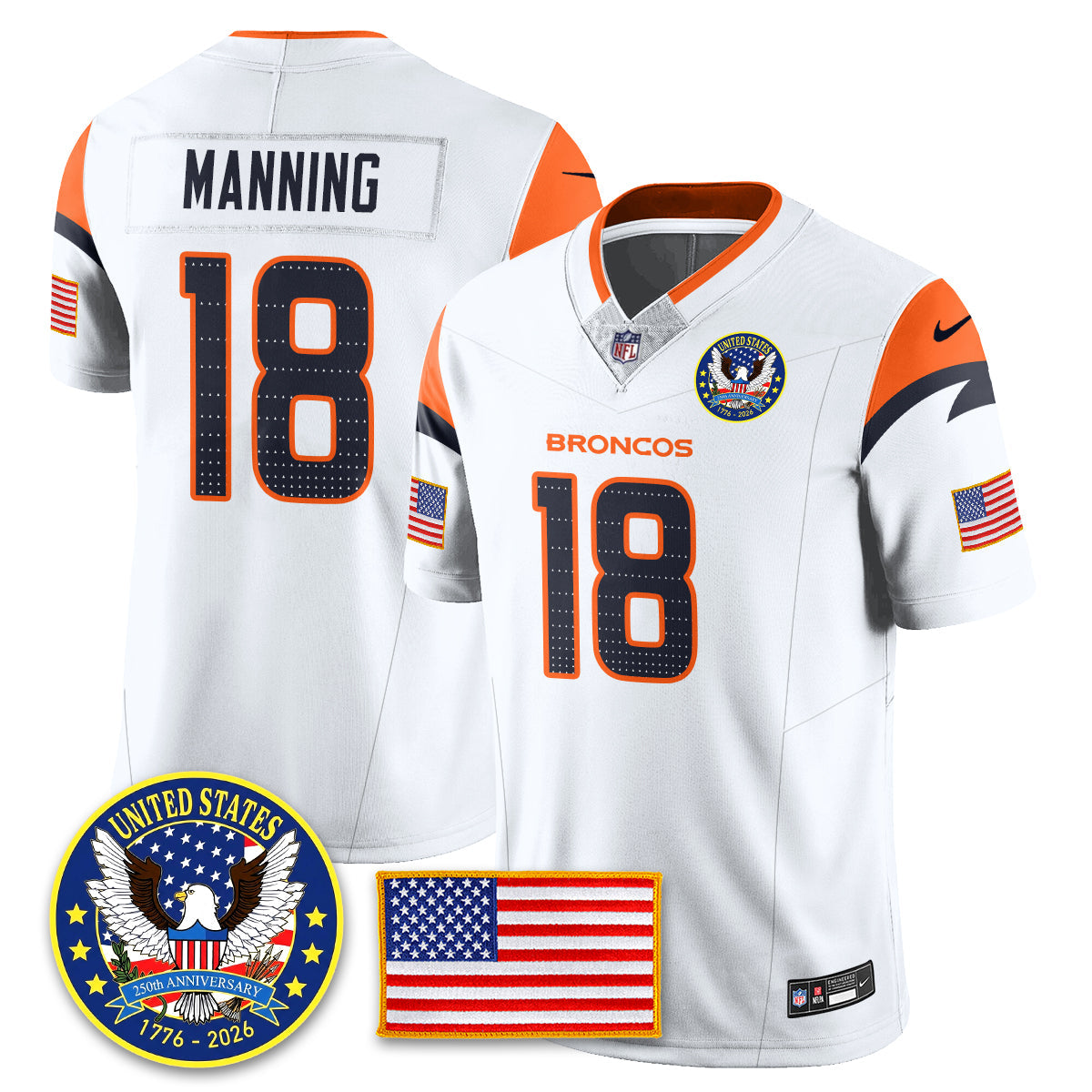 DEN "United States 250th Anniversary Patch" Vapor Limited Jersey - Stitched